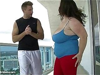 BBW Soccer Mom Bent Over and Fuck on Balcony