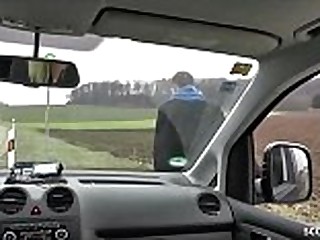 GERMAN m. JULIA SEDUCE YOUNG BOY HITCHER TO FUCK IN CAR